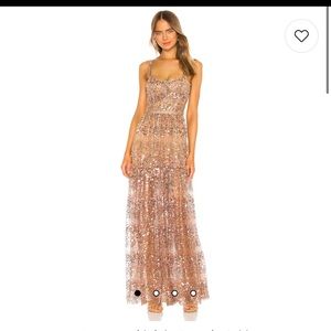 Bronx and Banco Runway Midnight Gown in Gold: size 6.